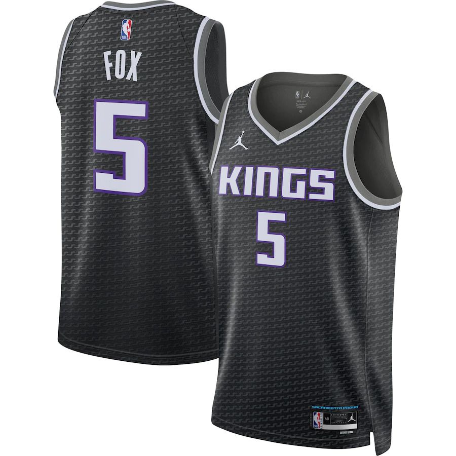 Men Sacramento Kings #5 De Aaron Fox Jordan Brand Black 2022-23 Statement Edition Swingman NBA Jersey->sacramento kings->NBA Jersey